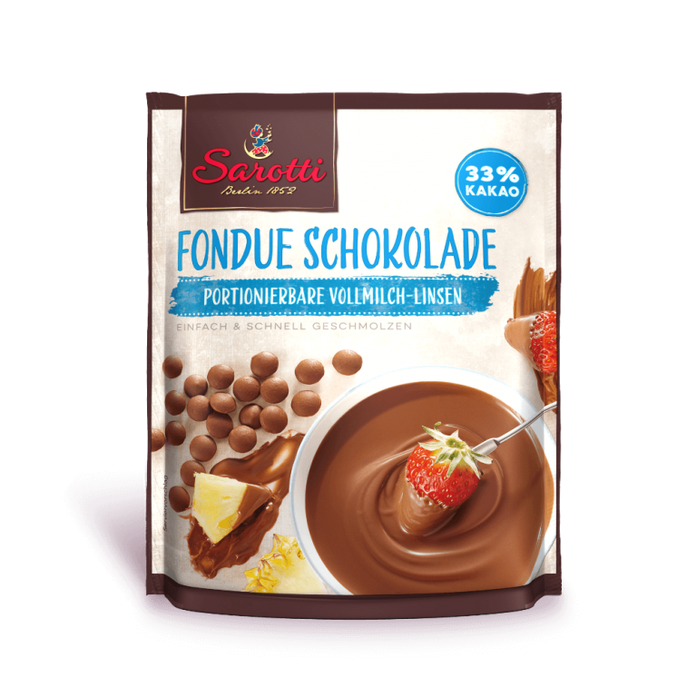 Sarotti Fondue Schokoloade Portionierbare VollmilchLinsen